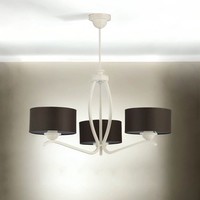Wohnliche Deckenlampe Stoff Schirm In Weiß Braun Ø66Cm Deckenleuchte Wohnzimmer