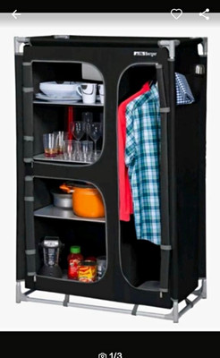 Berger Camping Kleiderschrank faltbar Schwarz Alu 100x60x80cm mit Tasche