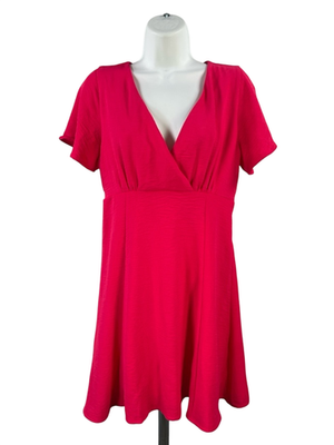 Kaileigh Women's Pink Short Sleeve V-Neck A-Line Dress - S Petite | eBay Kaileigh Women's Pink Short Sleeve V-Neck A-Line Dress - S Petite | eBay