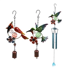 Wind Chime Large Loud Iron Glass Bird Bell Hanging Ornament Home Garden Decor