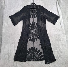 Open Front Mesh Lace Duster One Size Floral Embroidered Boho Western Whimsigoth