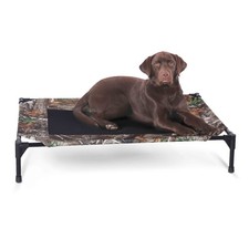 Elevated Dog Bed Outdoor Pet Cot with Camo Mesh Large 42 x 30 x 7 Inches