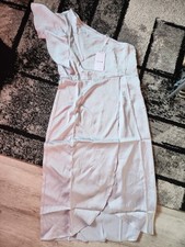 Vila Bridesmaid one shoulder midi dress with flutter sleeve in blue