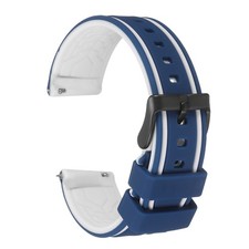 Silicone Watch Bands 20mm Soft Watch Bands with Frosted Buckle, Dark Blue White