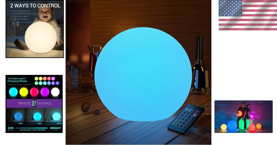 Bola de luz nocturna ajustable en brillo con temporizador Foto 2 de 4