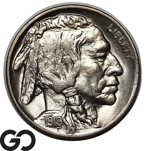 1919 Buffalo Nickel, Blast White Solid Gem BU++