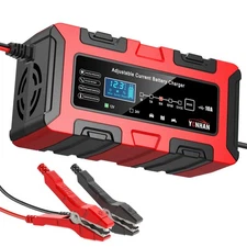 Battery Charger 1A/5A/10A 12V/24V Adjustable Current LiFePO4 Car Battery Char...