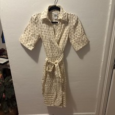 Diane von Furstenberg Ivory/Gold Wrap Dress Size 4