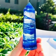 Natural Blueberry Quartz Tower Obelisk Healing Crystal Wand Reiki Home Decor