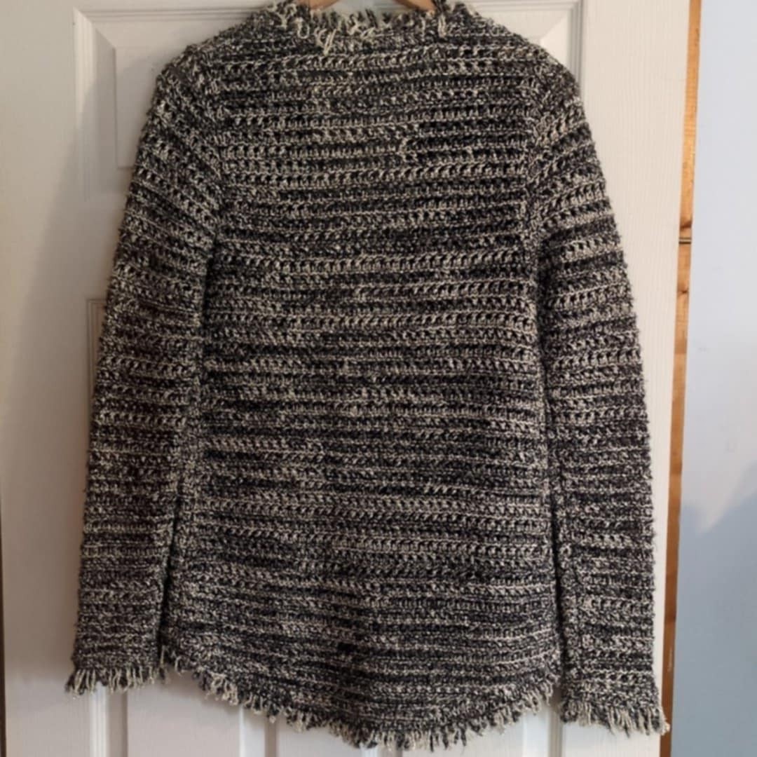Zara Knit Metallic Sz Med Womens Cardigan Sweater Crochet Fringe Wool Bohemian thumbnail 5