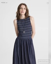 Madewell Denim Smocked Boatneck Midi Dress. XS. New with tag.