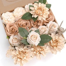 Artificial Flowers Combo Set Gradient Color Flower Leaf with Stems for DIY We...