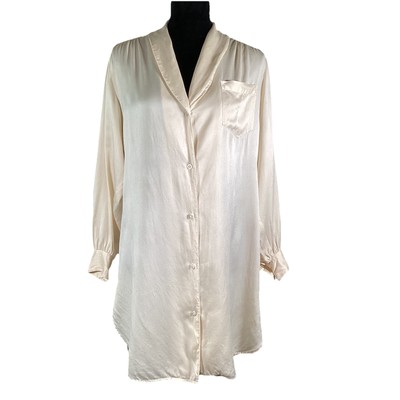 Neiman Marcus 100% Silk Ivory Long Blouse / Tunic Size Small Vintage 80s