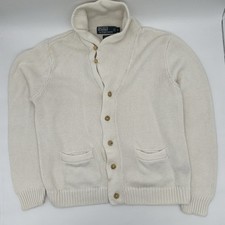 Polo Ralph Lauren Shawl Collar Cardigan Sweater Men's L -Linen Cotton Fast Ship 