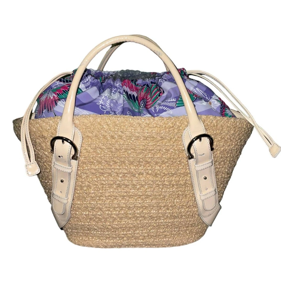 Ferragamo — Salvatore Ferragamo Straw Beach Tote Shoulder Handbag Beige