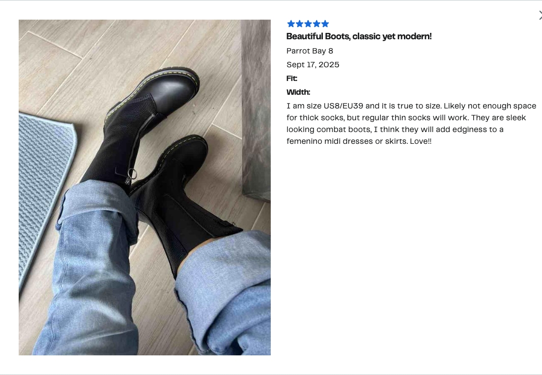 DR. MARTENS 1B99 FRONT ZIP MID CALF LEATHER BOOTS MSRP$270 Comfy