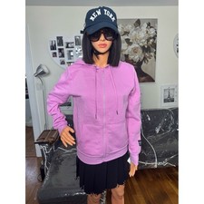 NWT BeBe Lilac Zip-Up Hoodie with Rhinestone Detail for Women
