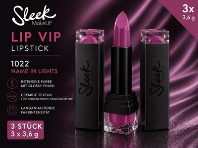Sleek MakeUp 3 x Lip VIP Lipstick 1022 NAME IN LIGHTS violett 3 Stück 3 x 3,6 g