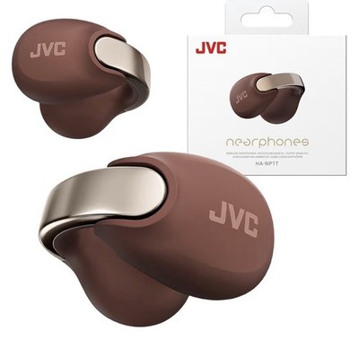 JVC Nearphones HA-NP1T Bluetooth Open-Air In-Ear Earbuds Brown Multipoint