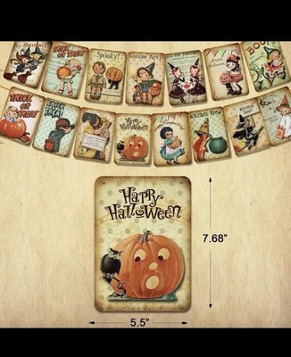 Halloween Holiday Decorations Vintage Style Pumpkin Trick or Treat Banner Retro
