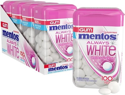 Mentos Always White Bubble Fresh Sr Gum with Xylitol Sweetener,