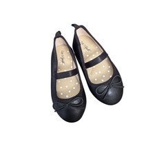 Cat Jack Girls Black Ballet Flats with Bow and Elastic Strap Size Toddler 6