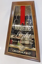 Vintage Anheuser Busch Michelob Light  on Draught Tavern Mirror Bar Sign