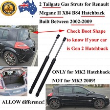 2 Hatchback Tailgate Boot Gas Struts For Renault Megane II MK2 X84 B84 2002-2009