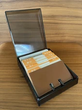 Vintage Smoked Acrylic Rolodex Style Address & Phone Index Card File Holder