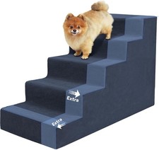 Non Slip Foam Dog Stair 23  H Pet 5-Steps Ramp for High Bed Couch Removable Cover