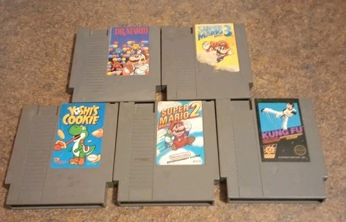 NES ( 5 ) Game Lot / Good Condition / Tested / Mario / Yoshi / Kung Fu!!