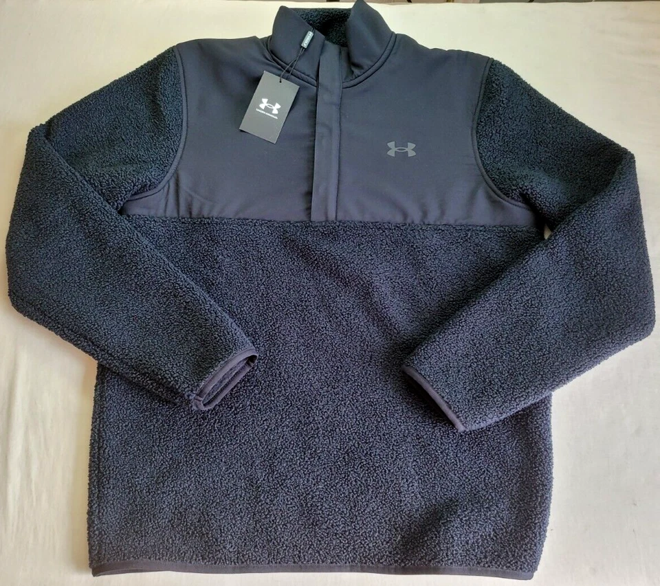 Suéter para hombre UNDER ARMOUR negro M Sherpa polar pila 1/4 botón a presión sudadera Foto 3 de 4