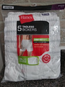 Hanes Mens Tagless Comfort Soft Boxers Cool Comfort 5-pack 2XL White - E25 16182049720 | eBay