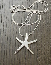 Starfish Pendant on 20" Silver Plated Snake Chain Nautical Ocean Sea