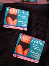 NWT LOT 4 VANITY FAIR HI CUT AND BRIEFS PANTIES BLACK/TAN SZ 6 M  P2 
