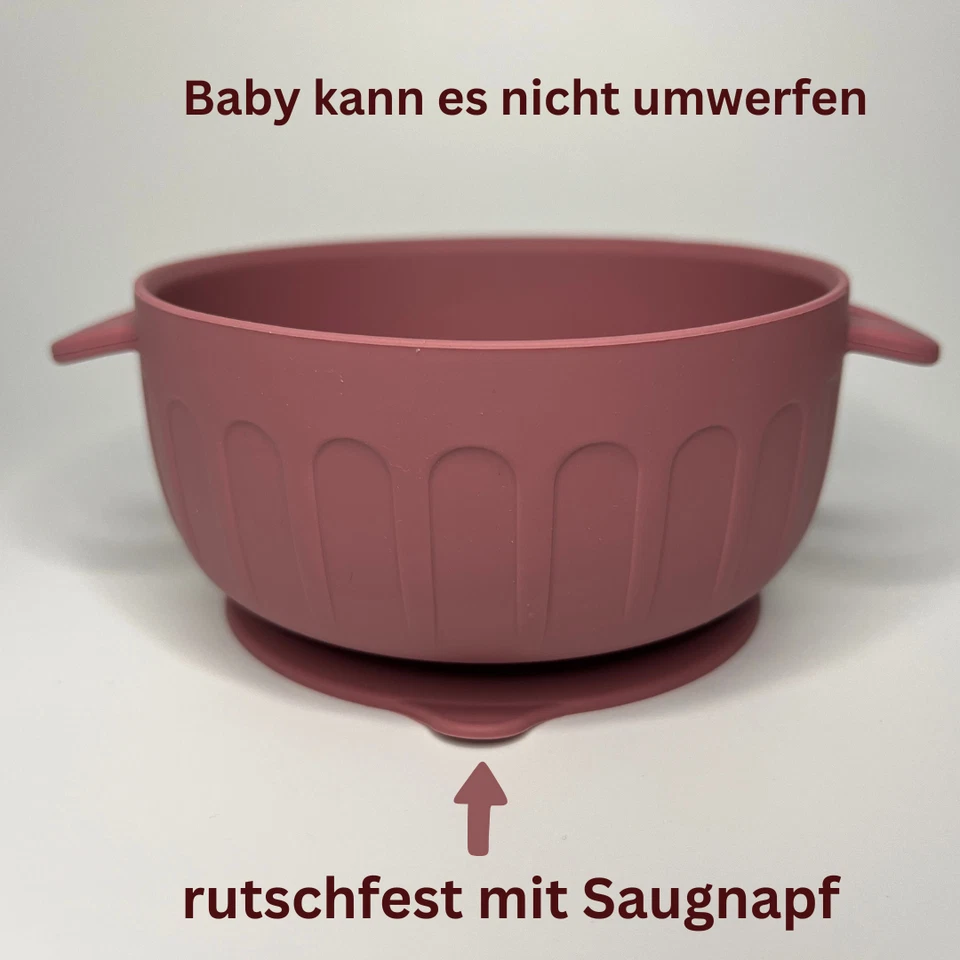 Baby Geschirrset mit Saugnapf Silikon BPA-Frei 6 Tlg. Essen Set Junge & Mädchen - Bild 3 von 4