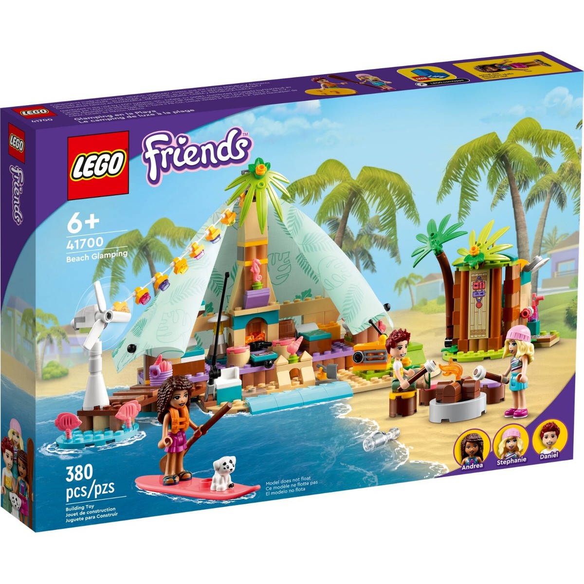LEGO Friends Beach Glamping 41700 Set Kit camping tent paddleboard sup water