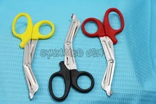 3 EA  PARAMEDIC UTILITY BANDAGE TRAUMA EMT EMS SHEARS SCISSORS 5.5"-BLACK-Y-RED