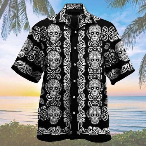 sugar skull hawaiian shirt