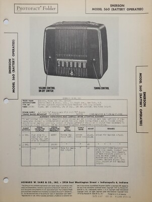 SAMS PHOTOFACT SERVICE MANUAL 25-14 EMERSON RADIO MODEL 560
