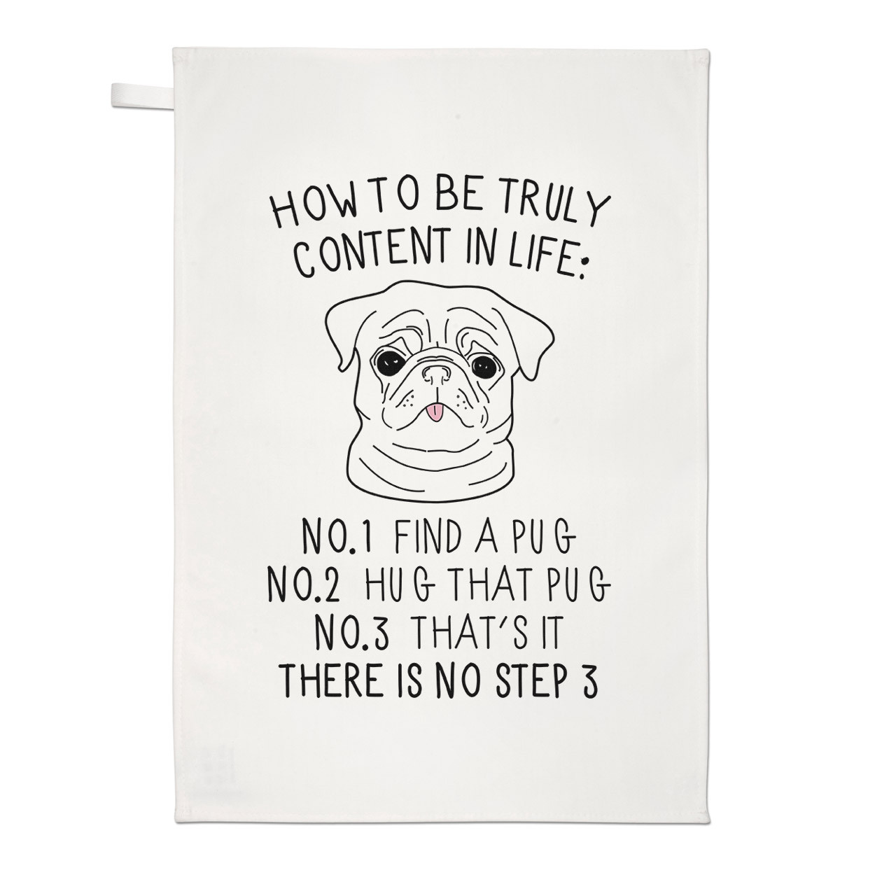 How To Be Truly Content In Life Pug Tea Towel Dish Cloth - Dog Puppy Funny