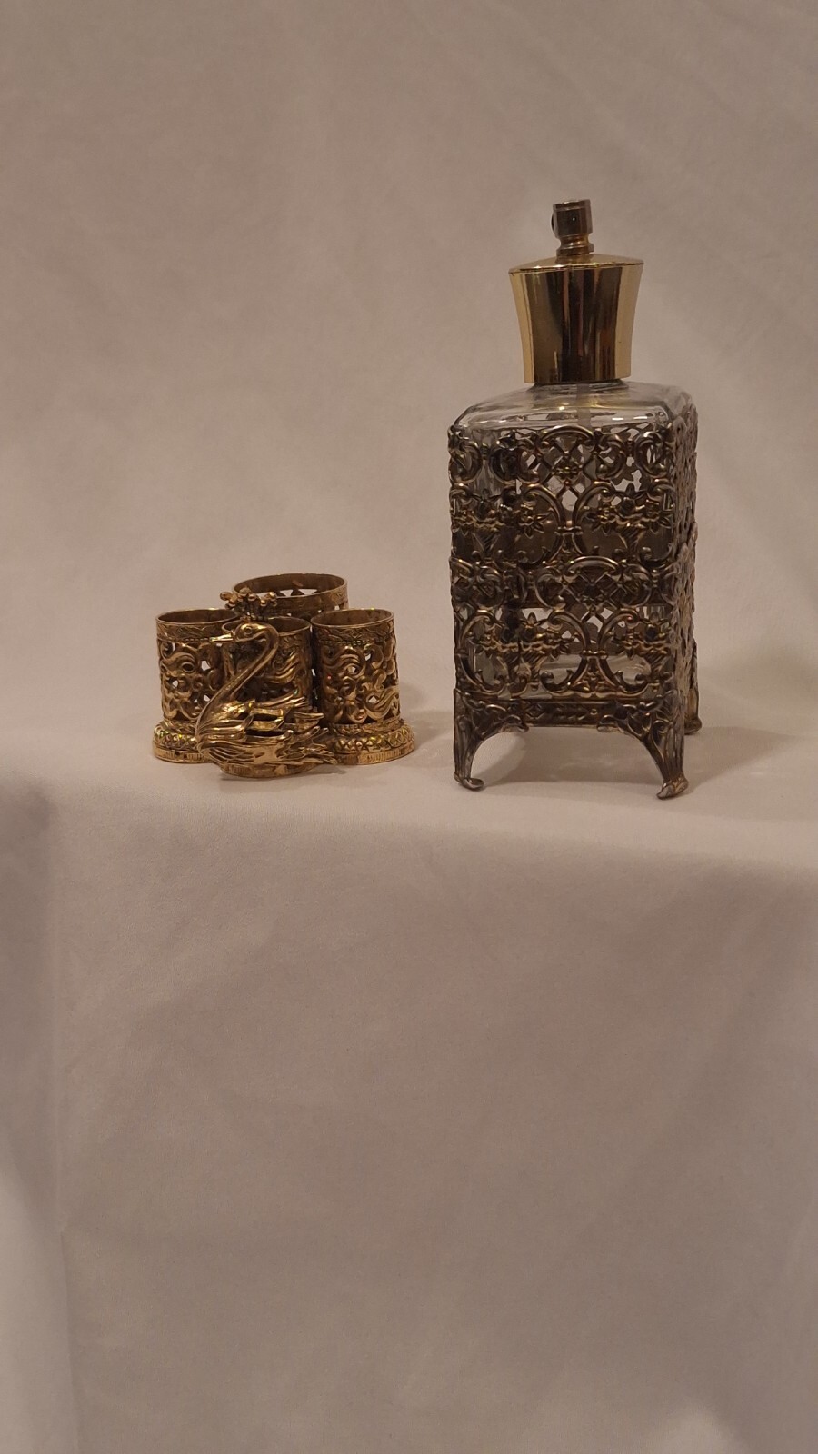 Vintage Stylebuilt Gold Swan, 4 Lipstick Holders Vintage Perfume  Bottle.Vanity