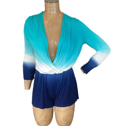 Young Fabulous & Broke Howell Romper Blue Ombre Surplice V-Neck XS 183i - Picture 3 of 10