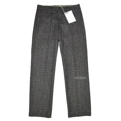 NWT $395 Trend Corneliani Mens Black White Soft Woven Wool Pants 50 34 AUTHENTIC