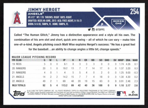 2023 Topps 1st Edition #254 Jimmy Herget Los Angeles Angels - Picture 2 of 2