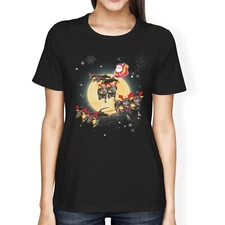 1Tee Womens Loose Fit Santas Sleigh Pulled by Dogs T-Shirt