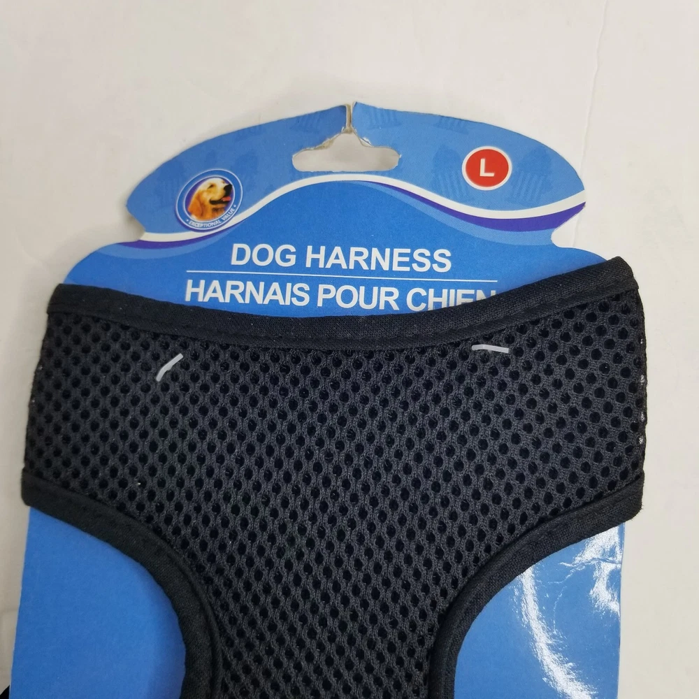 Dog Harness Black Mesh Size Large (9-12"Neck) (10-13" Girth) (7" Length) New
