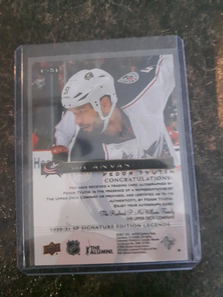 2020-21 SP Signature Edition Legends UD Canvas Fedor Tyutin Auto Card# C-54 - Image 2 of 2