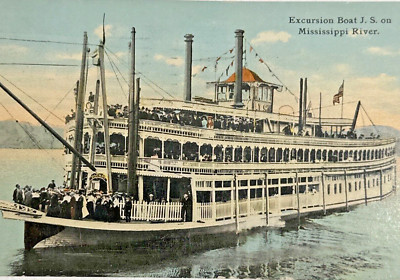 Antique Postcard Mississippi River Excursion River Boat J. S. -Knox & Co. 1911