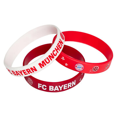 FC BAYERN MÜNCHEN Kinder Armband Silikon 3er Set rot weiß 5cm rund Fan Club neu
